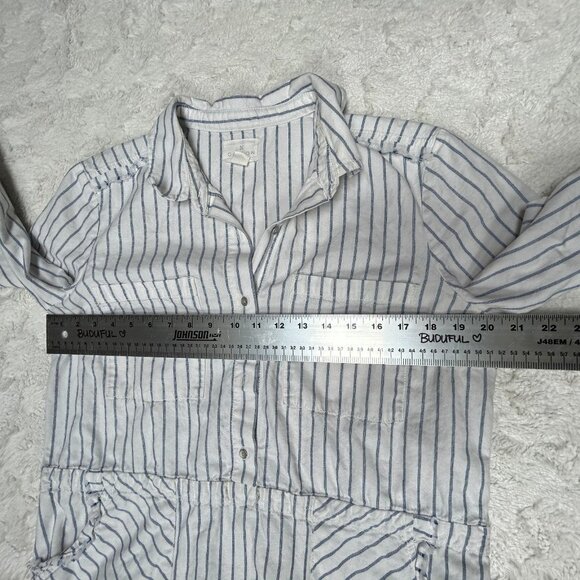 CASLON Women's White/Blue Striped Popover Shift Dress Small 3/4 Sleeve Casual - Picture 5 of 8